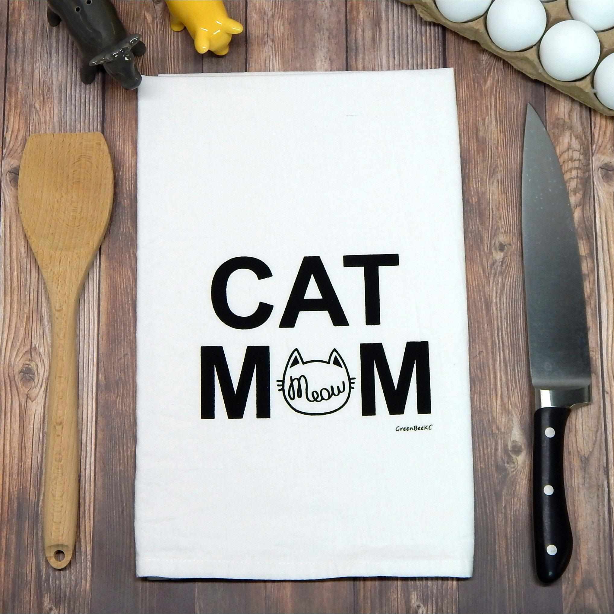 Cat Mom Meow Tea Towel
