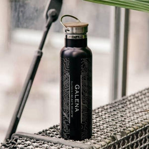 Galena Map Bottle with Bamboo Top in Matte Black