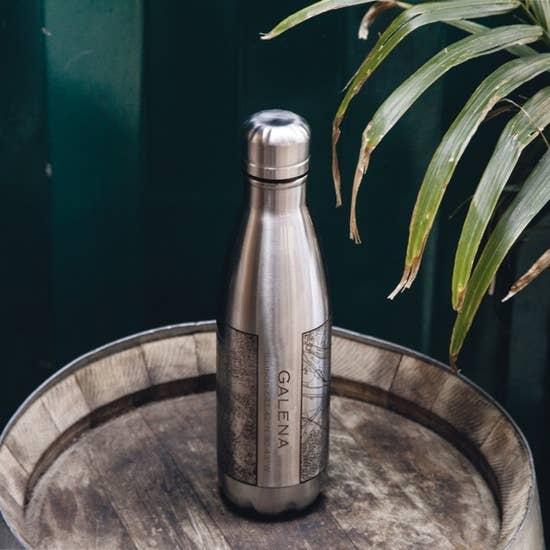 Galena Map Insulated Bottle in Stainless Steel
