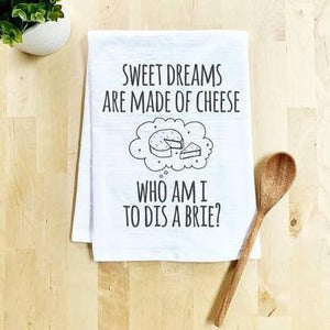 Moonlight Makers Sweet Dreams Brie Cheese Dish Towel - White